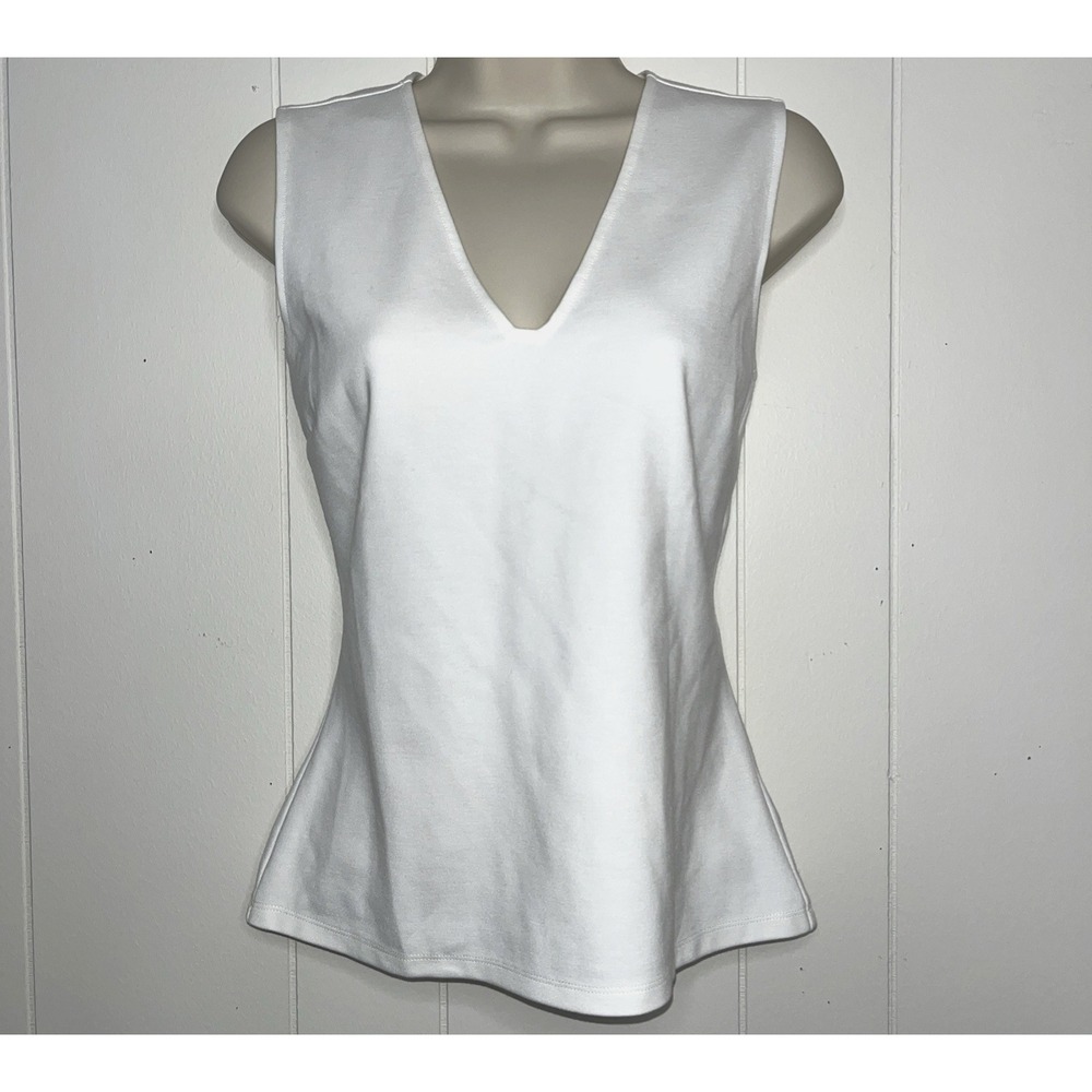 NWT Sophie Grace‎ Ivory The Chloe Tank V Neck Womens SZ M Stretchy Minimalist
